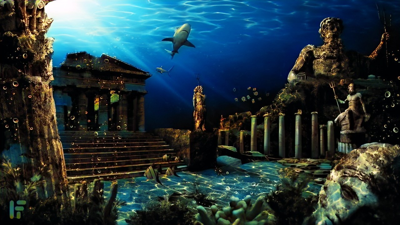 Gambar Atlantis yang tenggelam di bawah laut, mengungkapkan misteri kota legendaris yang belum terpecahkan. Temukan fakta menariknya!
