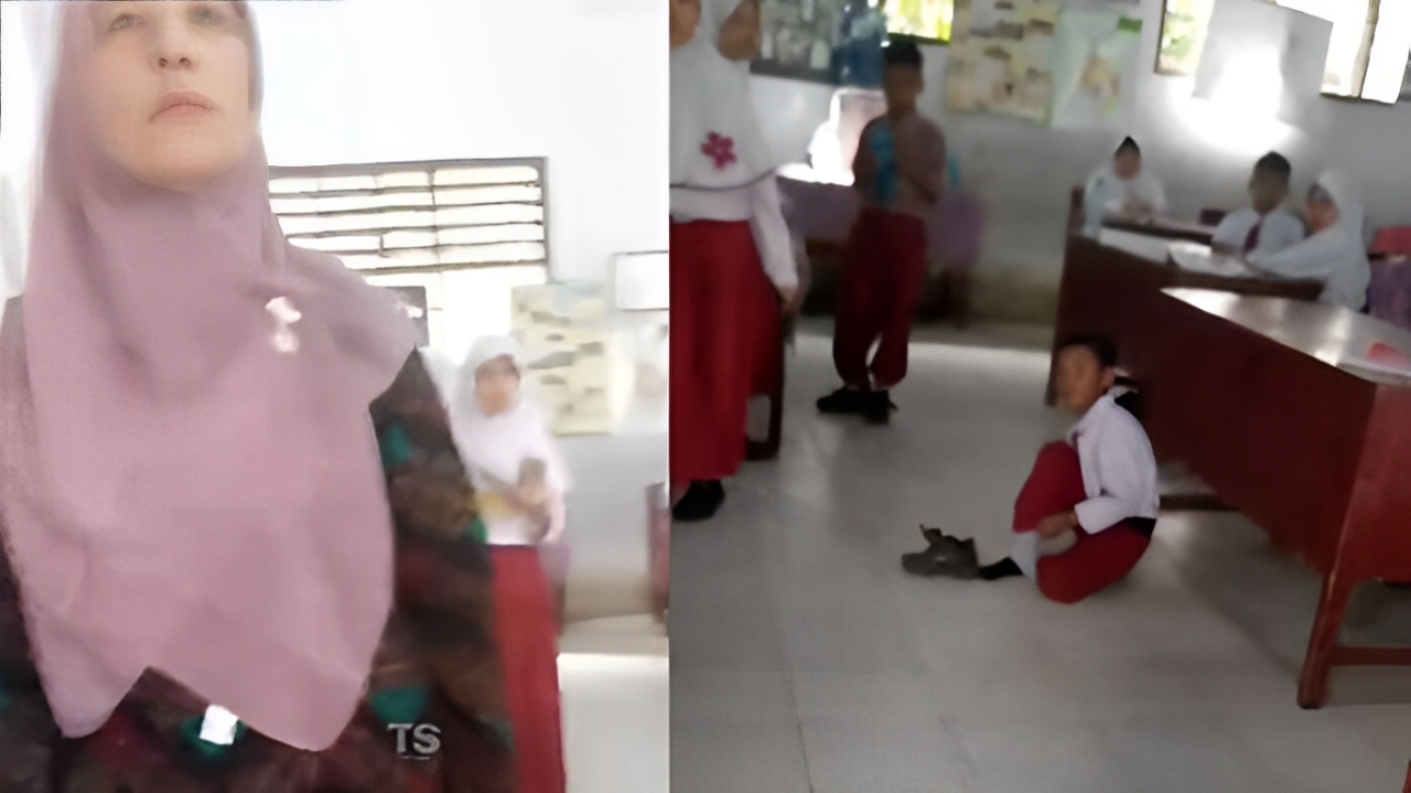 Description Gambar: Foto suasana rapat guru membahas aturan sekolah, hukuman, dan nasib wali kelas Haryati.