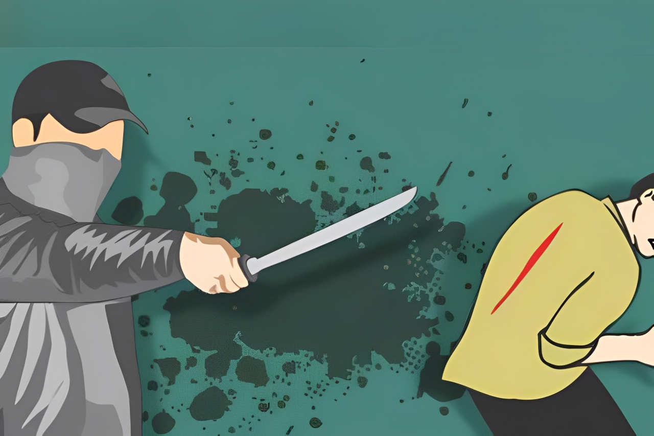 ilustrasi penganiayaan dengan mandau.