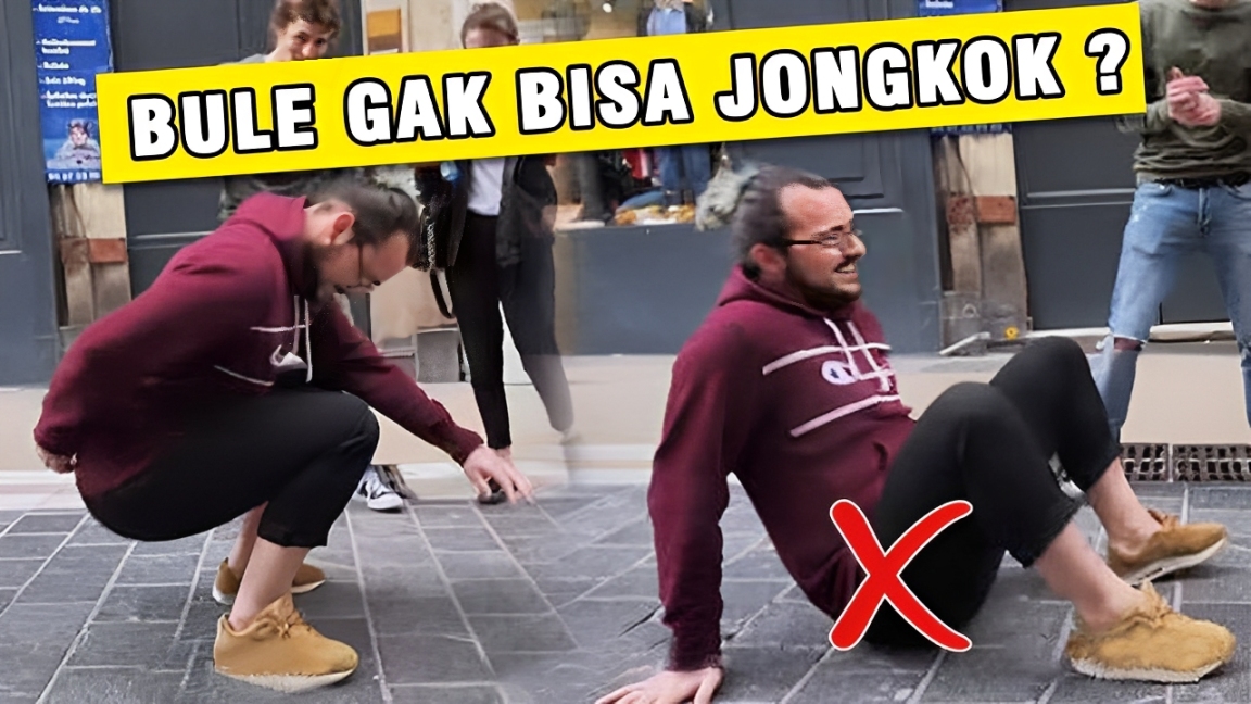 Ilustrasi orang Eropa yang kesulitan jongkok. Temukan alasan ilmiah dan budaya di balik fenomena ini!