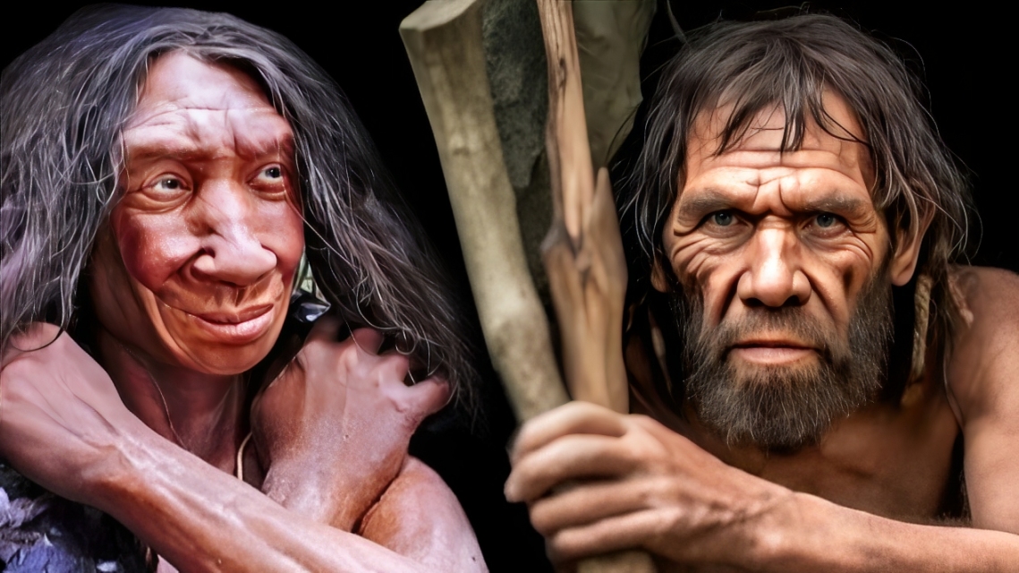 Ilustrasi Homo sapiens ( kanan ) dan Neanderthal ( kiri ). Temukan jawaban kenapa hanya satu spesies manusia yang bertahan.