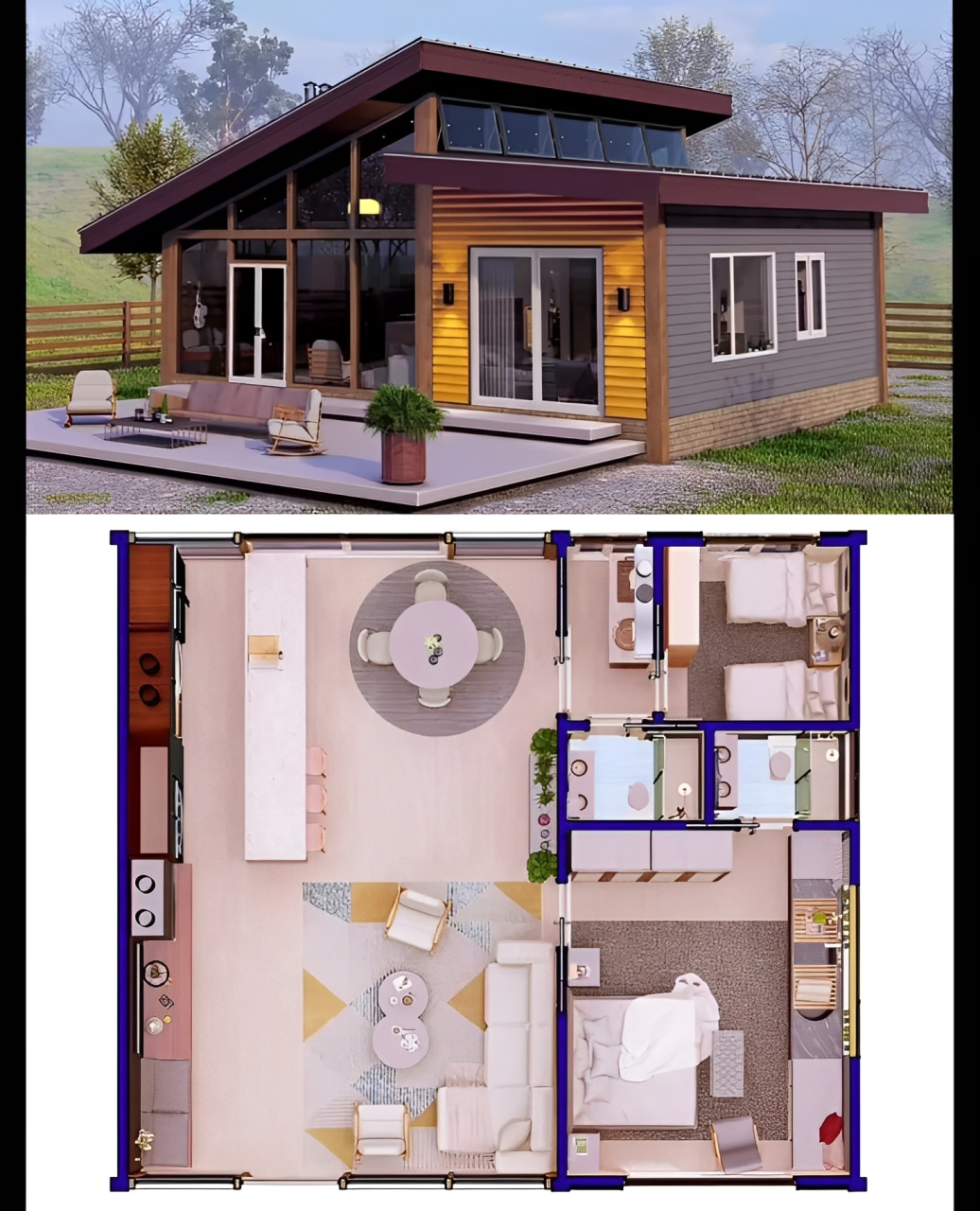 Desain rumah modular minimalis kekinian yang menggabungkan teknologi efisien dan estetika modern. Cocok untuk hunian cepat dan hemat biaya.