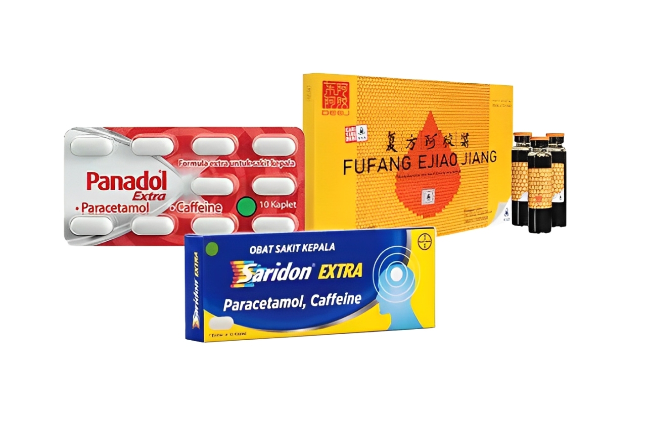 Ilustrasi tiga obat sakit kepala populer: Saridon Extra, Panadol Extra, dan Farsifen Plus. Temukan pilihan terbaik untuk meredakan nyeri.
