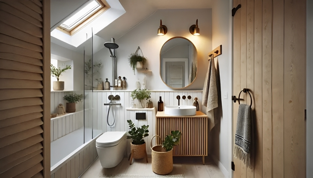Inspirasi kamar mandi minimalis low budget dengan sentuhan DIY kreatif dan estetika modern.