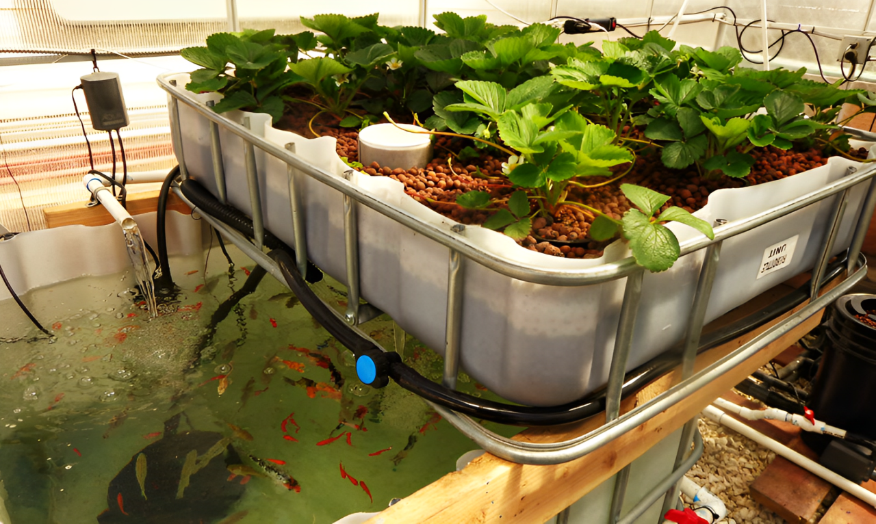 Kolam terpal aquaponik dengan desain minimalis modern dan ornamen kreatif jadi spot foto unik dan menarik, cocok untuk urban farming.