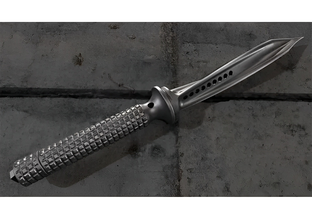 US 1918 Trench Knife, senjata tajam legendaris dari Perang Dunia I dengan knuckle emas dan pisau mematikan.