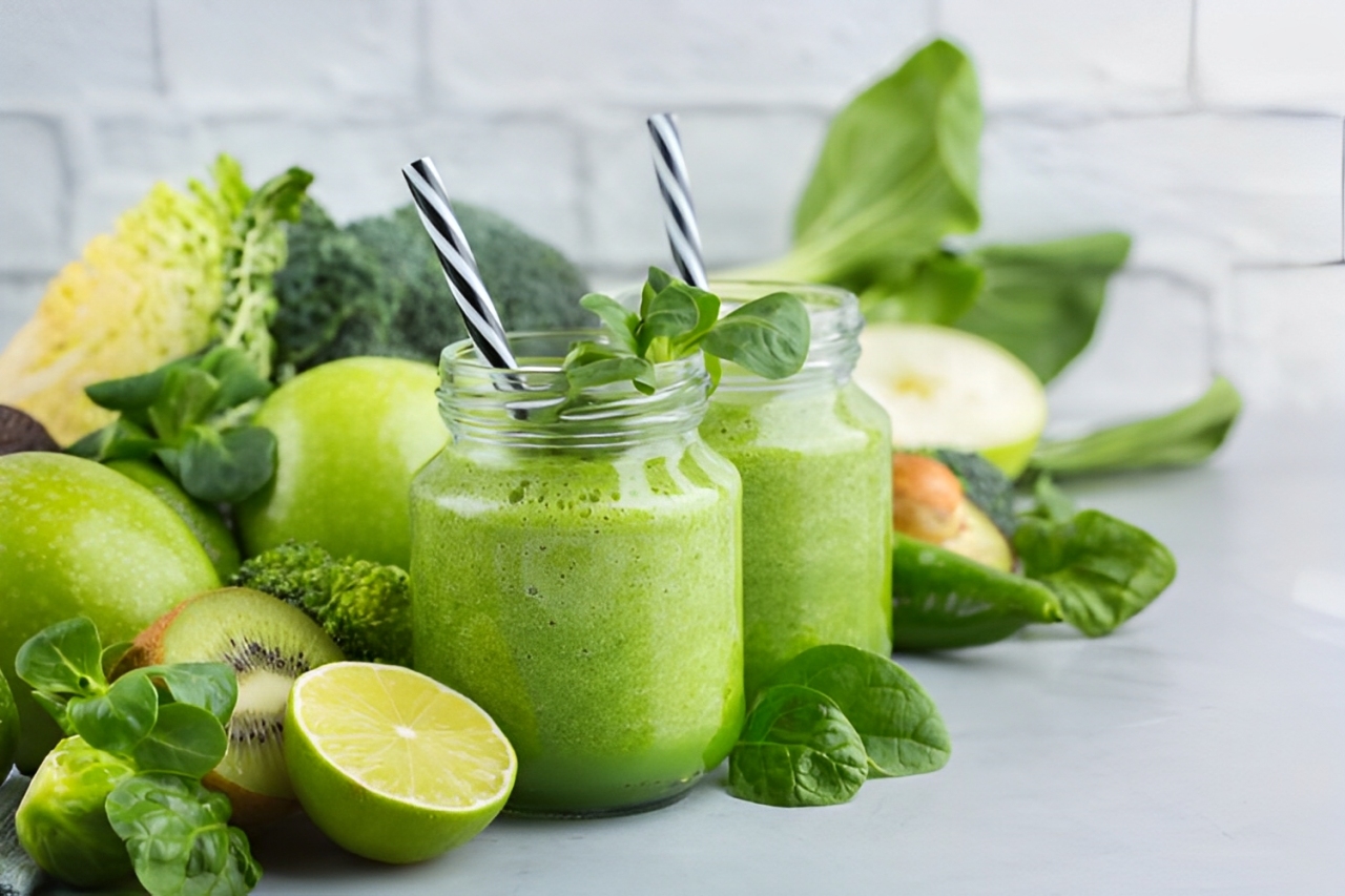 smoothie mix dari sayuran hidroponik dengan label