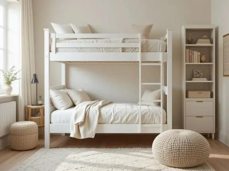 Tempat tidur tingkat minimalis dengan desain modern yang hemat ruang, stylish, dan nyaman, bikin kamar makin estetik!