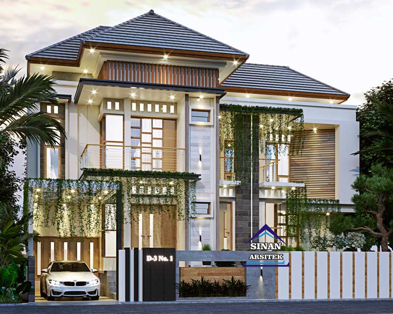 Ilustrasi desain rumah mewah 1-3 lantai di Eco Town Sawangan dengan konsep modern elegan yang jadi inspirasi hunian impian.