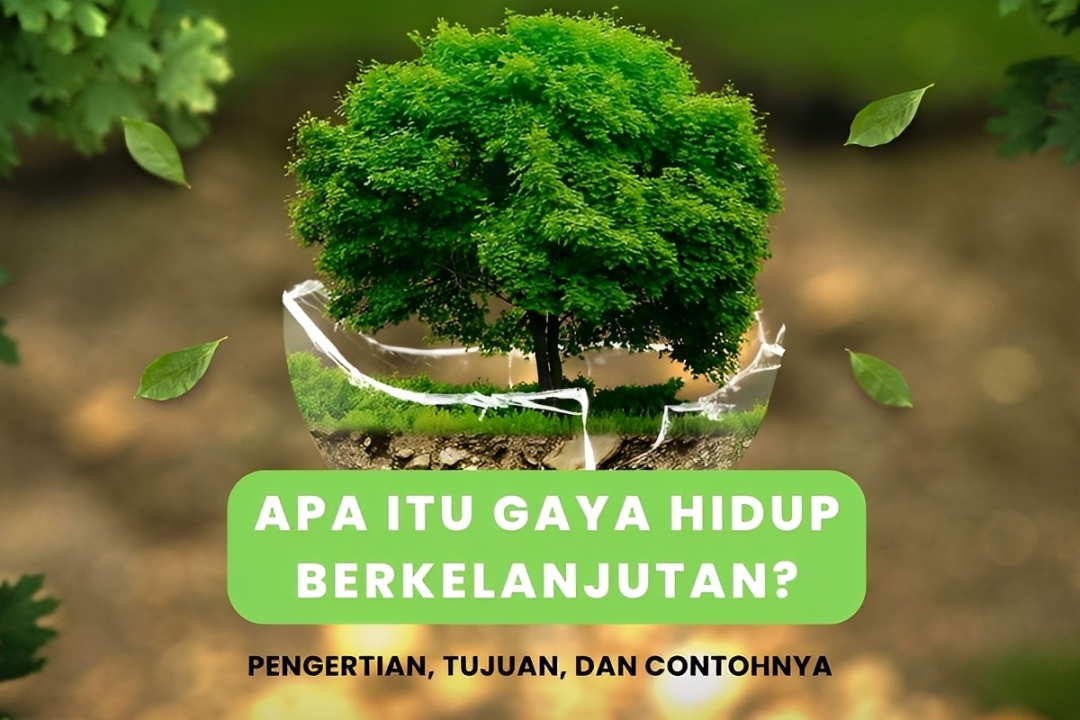 Ilustrasi gaya hidup berkelanjutan, mulai dari hemat energi, kurangi plastik sekali pakai, hingga memilih makanan ramah lingkungan. Sebuah konsep sustainable lifestyle yang penuh makna,