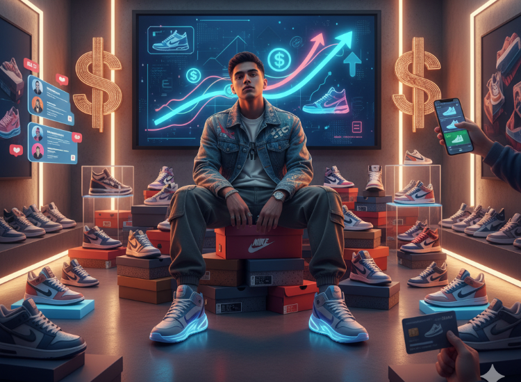 Ilustrasi Sneaker lokal rilis terbatas dengan nuansa hype culture