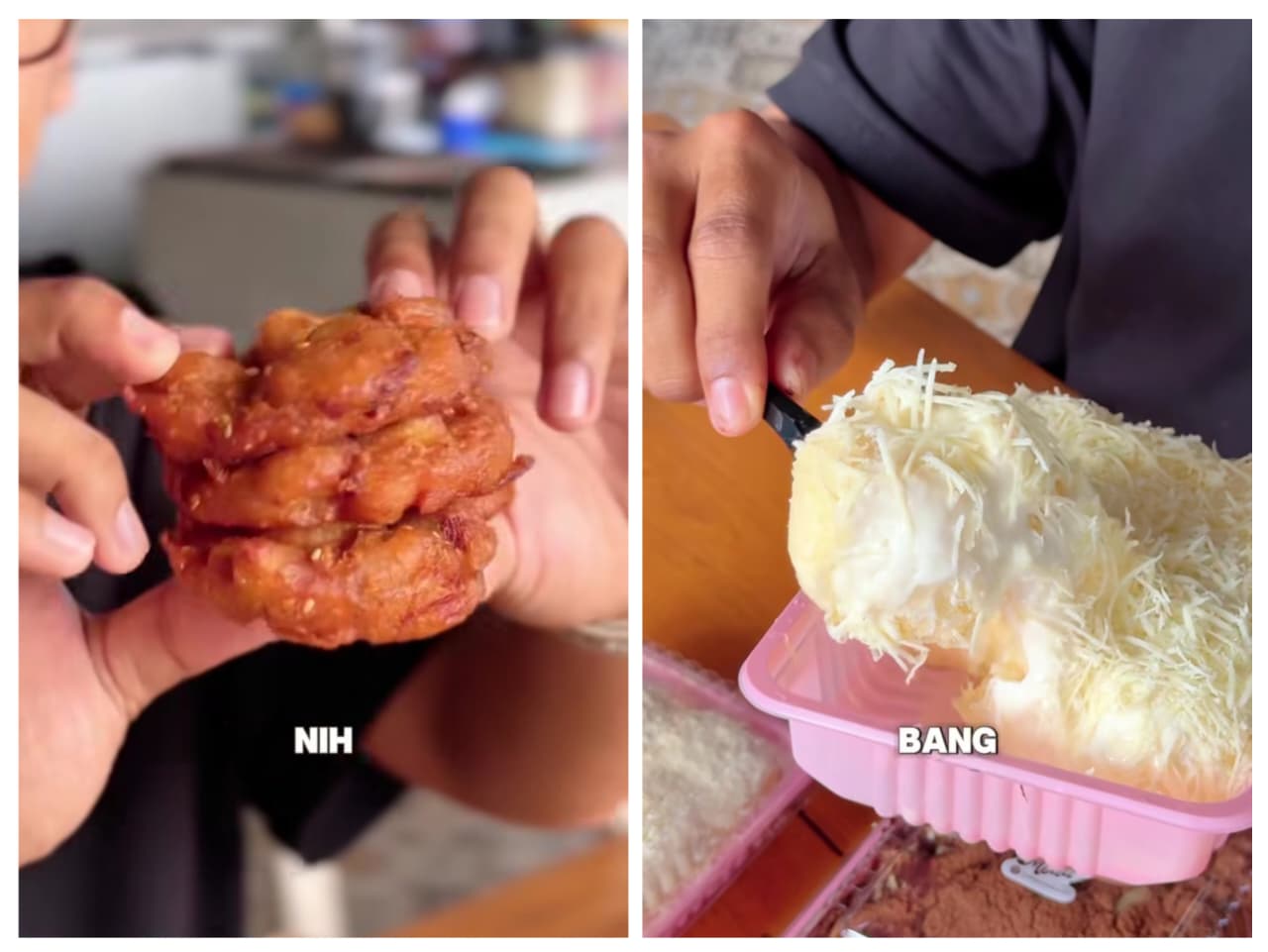 Foto pisang madu berbalut wijen dan milk bun lembut Dapur Umbu Balikpapan, camilan manis yang bikin nagih dan jadi favorit pecinta kuliner.