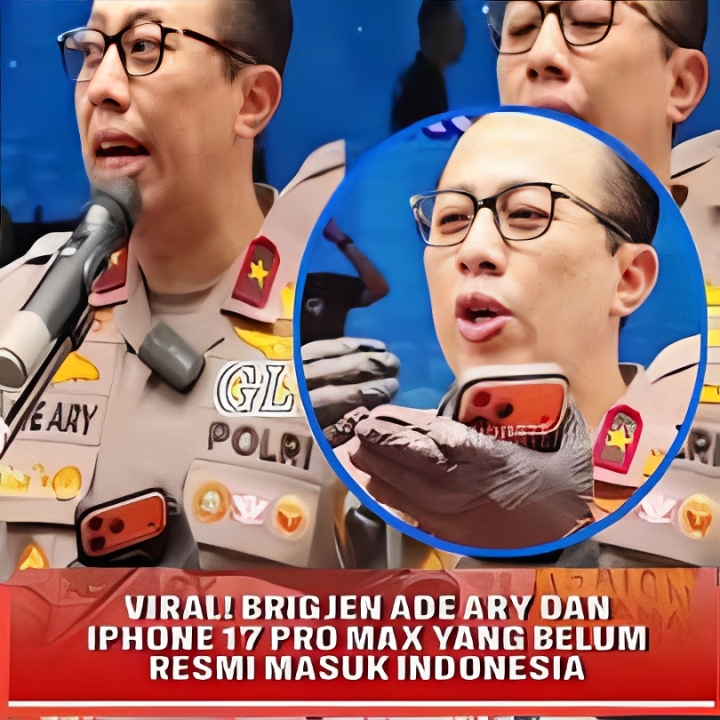 Brigjen Ade Ary Syam Indradi memegang iPhone 17 Pro Max oranye, sorotan warganet, teknologi & pejabat Polri modern
