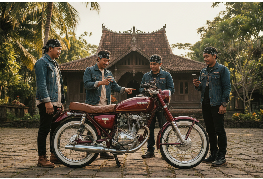 Motor klasik Honda CB Gelatik tampil elegan dengan cat orisinal &mdash; simbol nostalgia dan investasi otomotif yang kembali naik daun.
