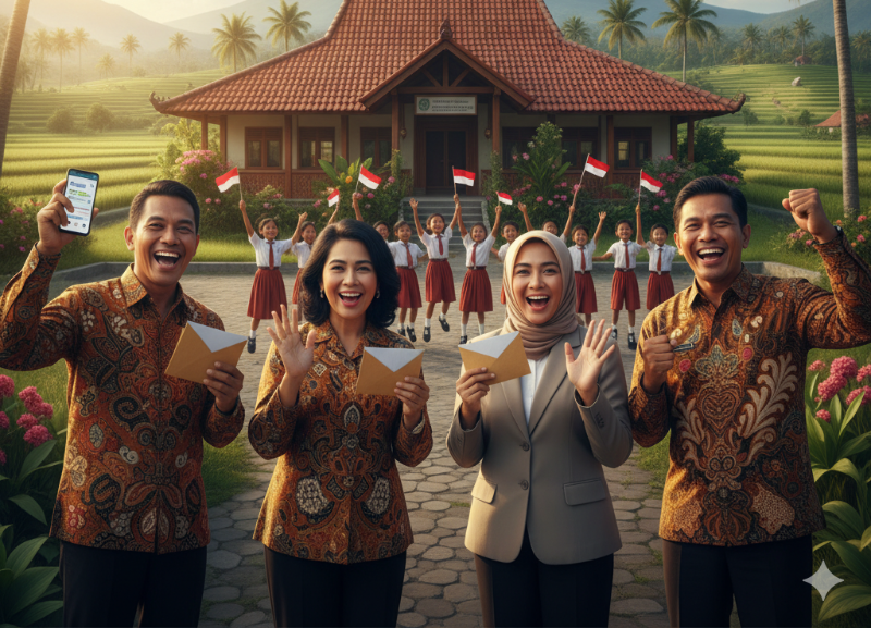 Ilustrasi guru dengan semangat baru setelah kebijakan TPG 100 persen resmi berlaku.