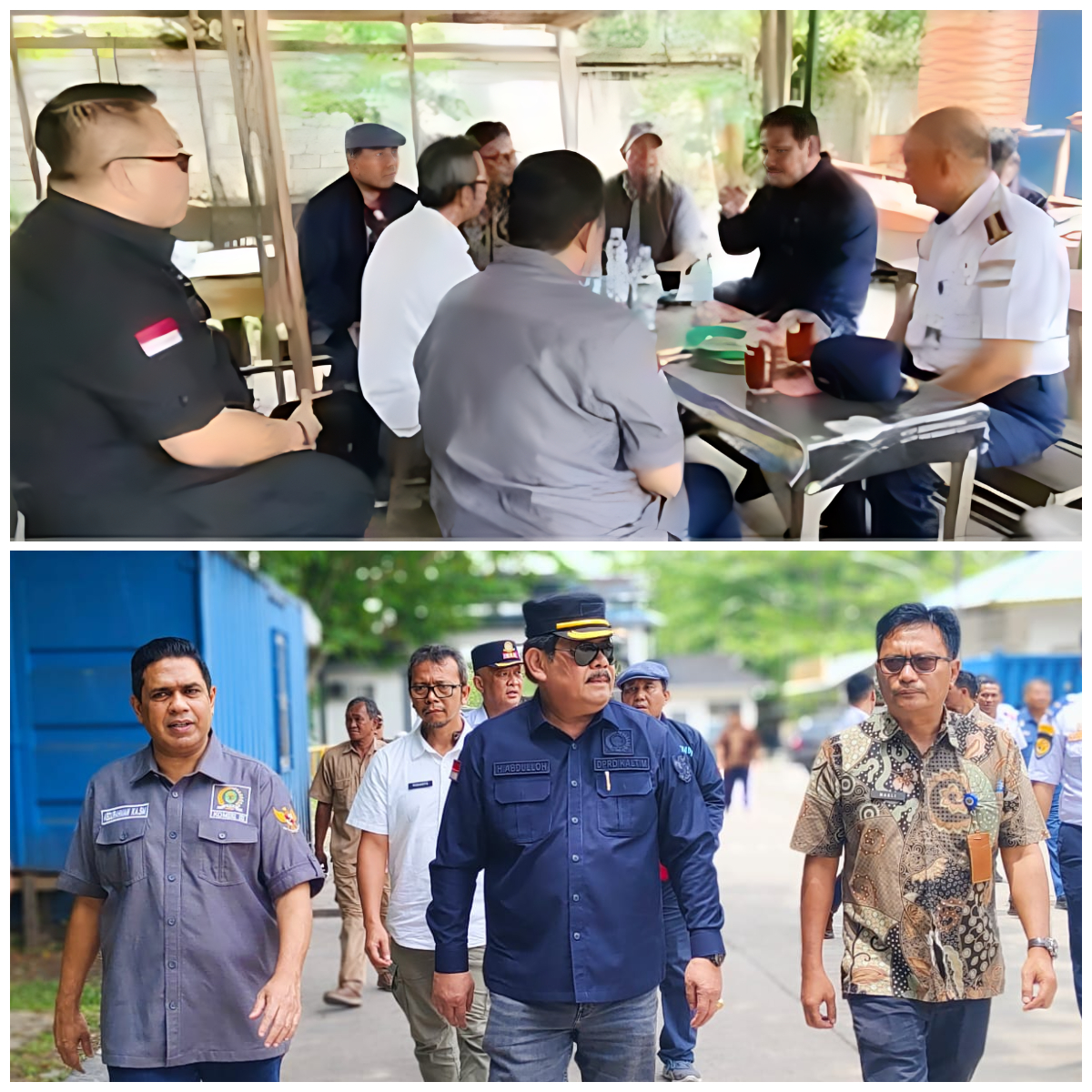 H. Abdulloh duduk bersama warga dan pelaku UMKM di warung sederhana, membahas perbaikan jalan pelabuhan ferry Balikpapan