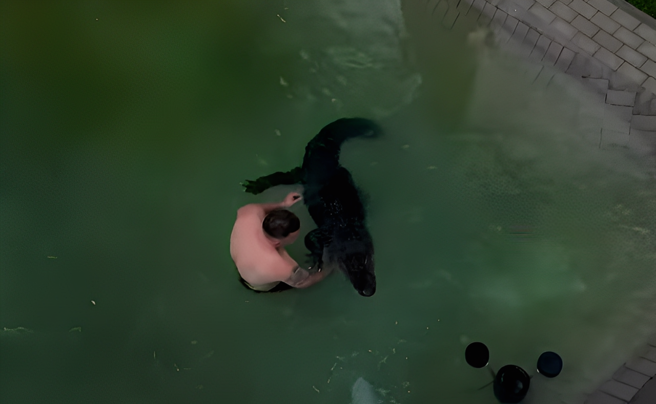 Pria Jerman memeluk buaya peliharaan dua meter di kolam rumah &mdash; hubungan unik manusia dan reptil.