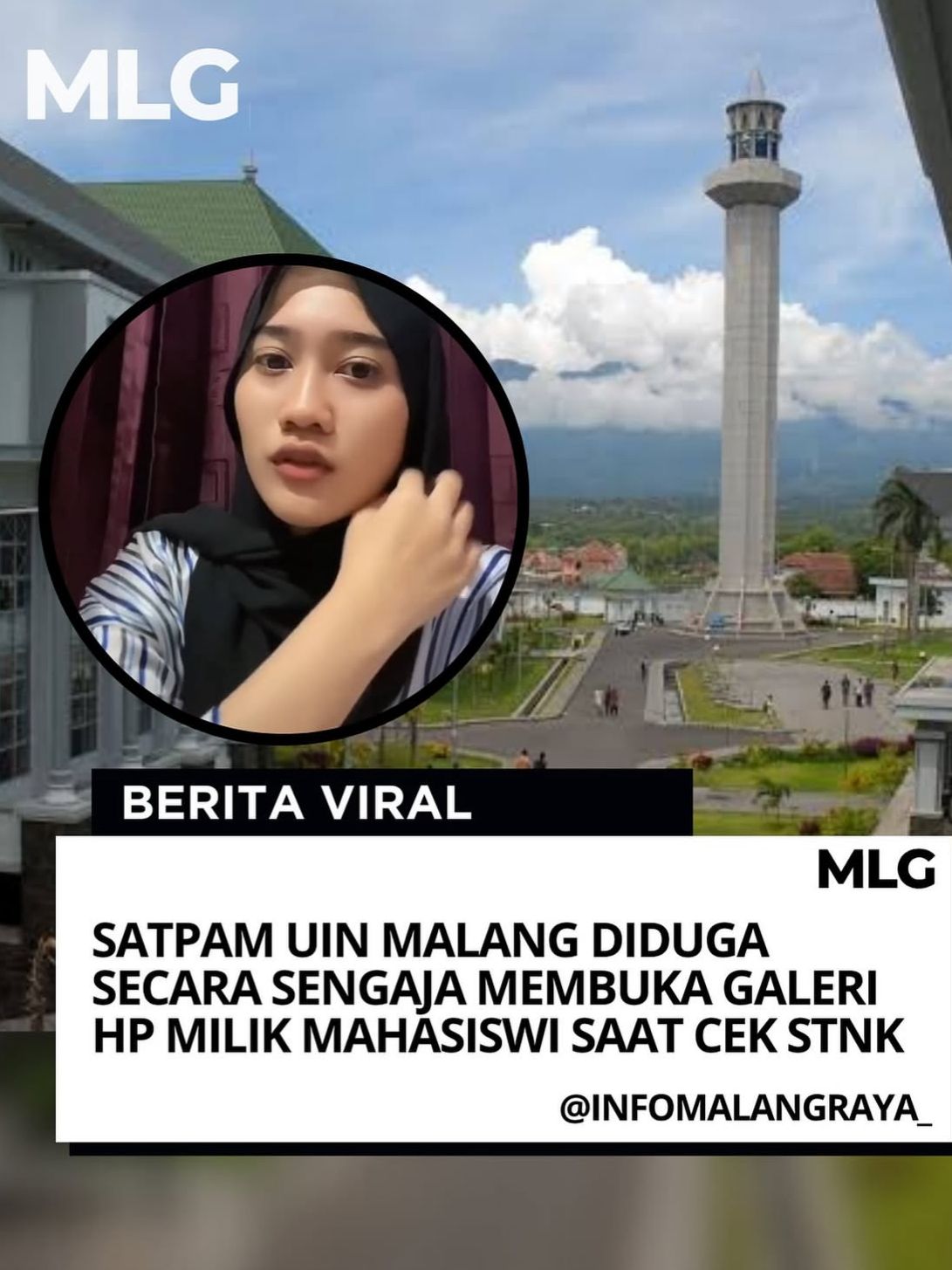 Satpam UIN Malang periksa kendaraan di area kampus &mdash; ilustrasi visual pelanggaran privasi mahasiswi, suasana tegang dan viral.
