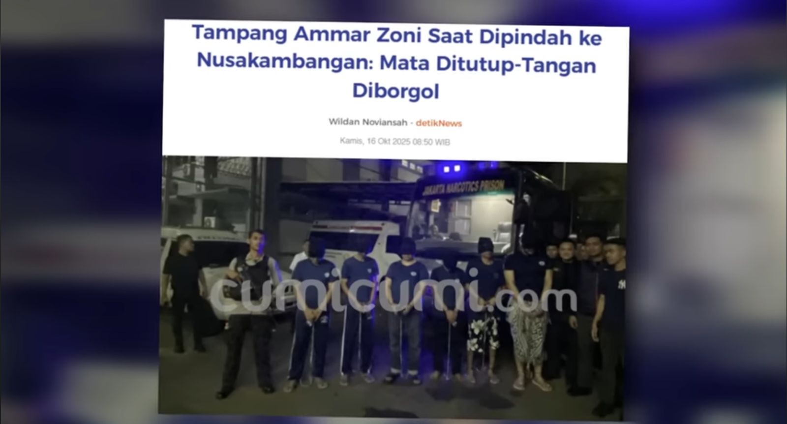 Potret Amar Zoni mengenakan pakaian tahanan menggambarkan tekanan kasus narkoba keempatnya.