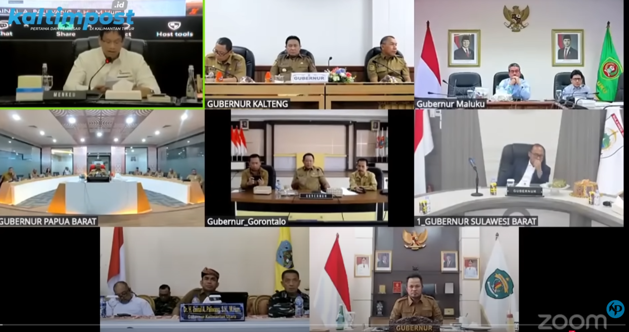 Menteri Keuangan Purbaya Yudhi Sadewa saat memberi arahan tentang serapan anggaran dan dana Pemda menganggur dalam rapat daring nasional.