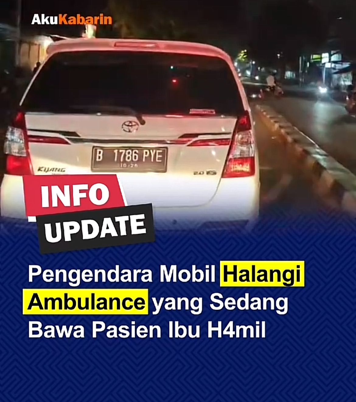 &ldquo;Mobil halangi ambulans Jakarta Barat &ndash; visual ambulans dengan sirene menyala terhambat oleh mobil pribadi putih.&rdquo;