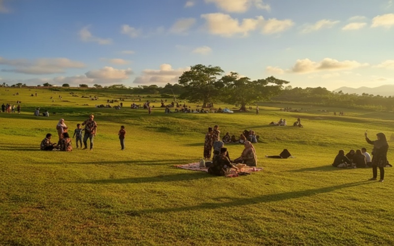 &ldquo;Padang rumput hijau Bukit Kebo Balikpapan dengan kawanan kerbau dan panorama savana yang memanjakan mata.&rdquo;