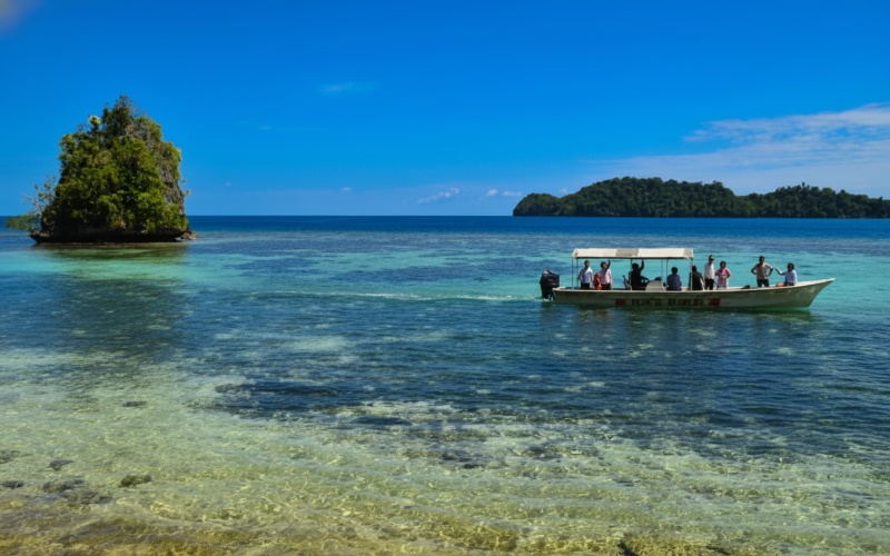 Hamparan pasir Pulau Segajah saat surut &mdash; visual unik pulau yang muncul dan hilang setiap hari.