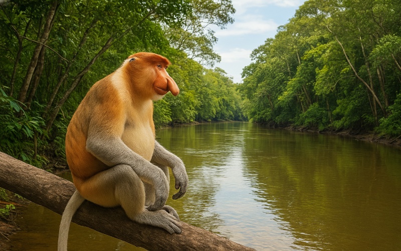 bekantan di sungai tunan