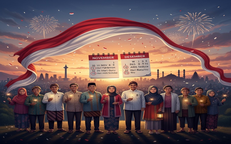 Ilustrasi deretan hari nasional akhir tahun