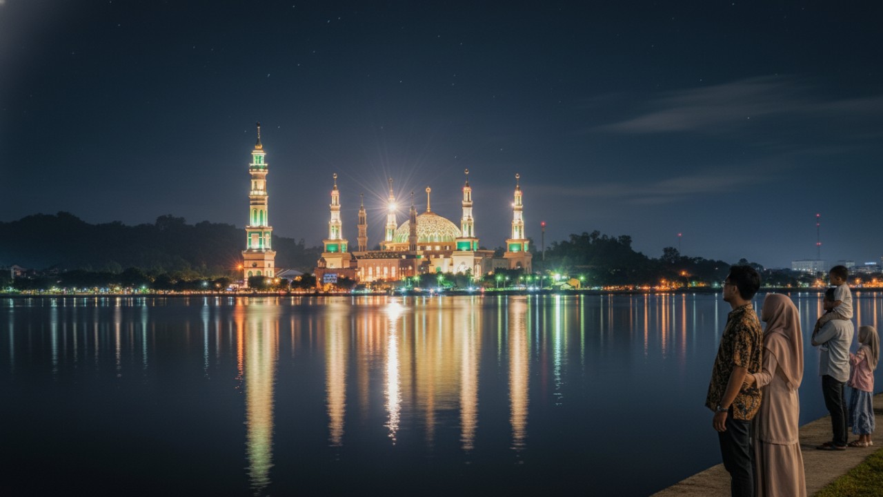 &ldquo;Masjid Islamic Center Samarinda dengan menara 99 meter berdiri megah di tepi Mahakam &mdash; visual epik yang wajib diabadikan.&rdquo;