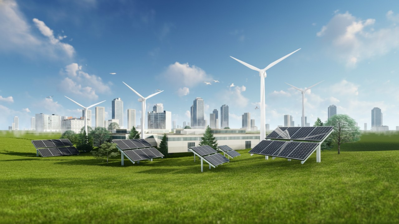 Ilustrasi energi hijau futuristik dengan sentuhan visual ramah lingkungan untuk memperkuat hook artikel.