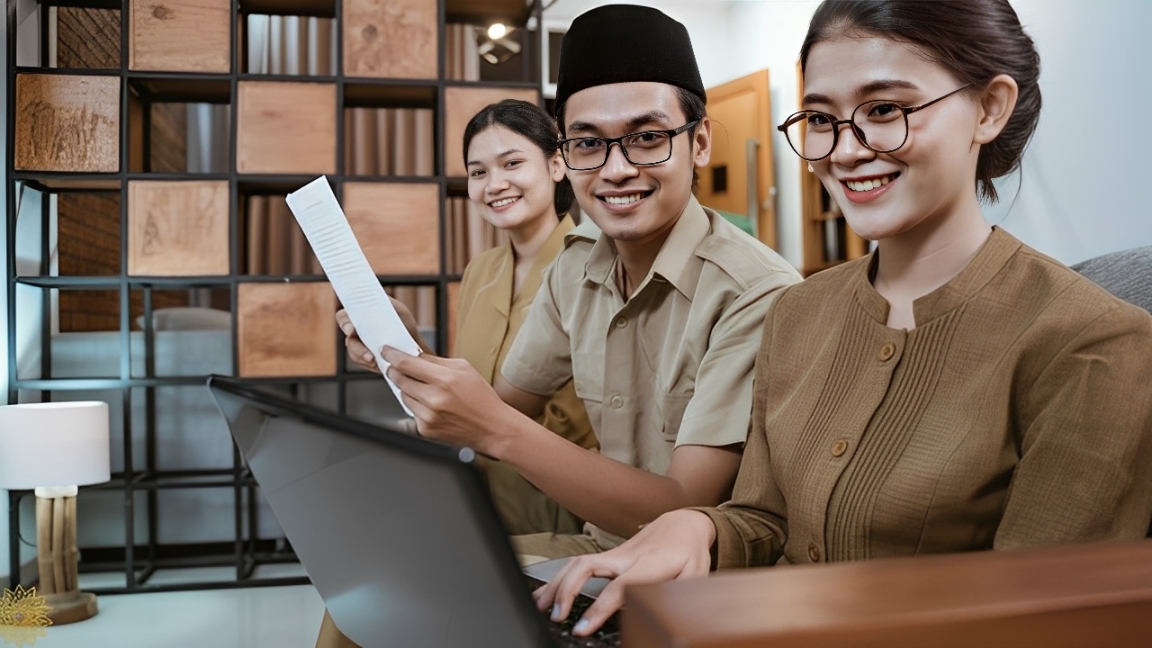 Sejumlah guru tampak berdiskusi dan menyiapkan berkas untuk menunjang kegiatan belajar mengajar.