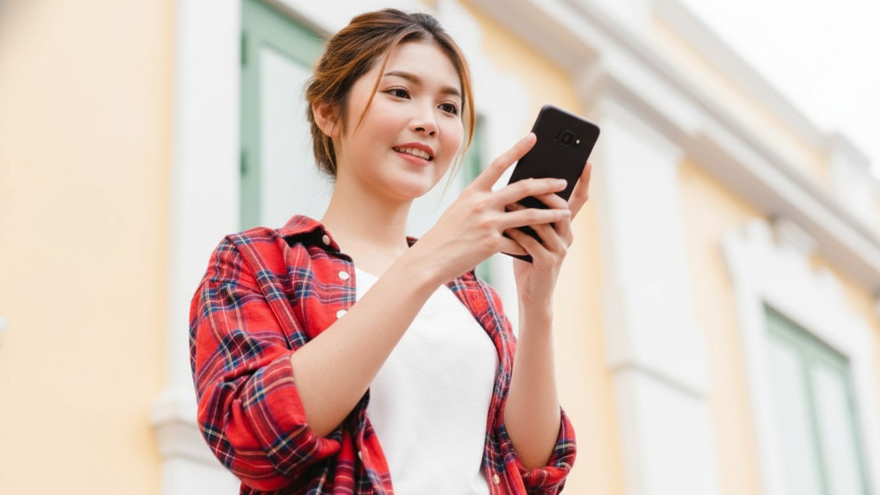 Ilustrasi warga Balikpapan mengecek fitur di aplikasi B-Connect.