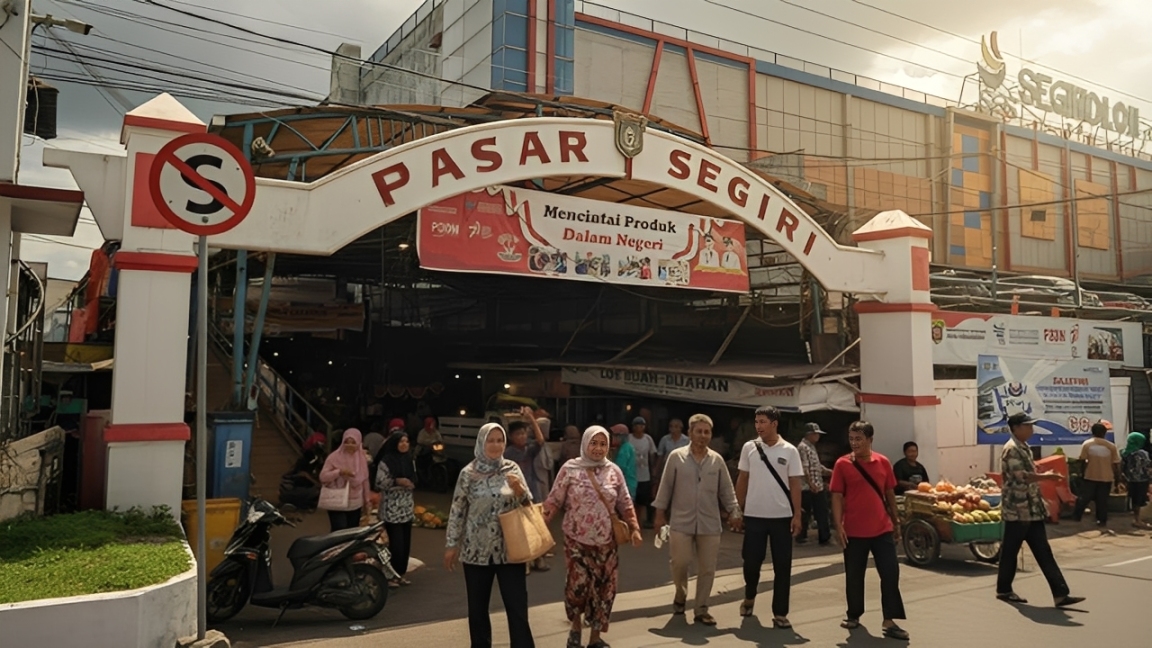 Pasar Segiri di Samarinda, lokasi yang direncanakan akan direvitalisasi pada 2026.