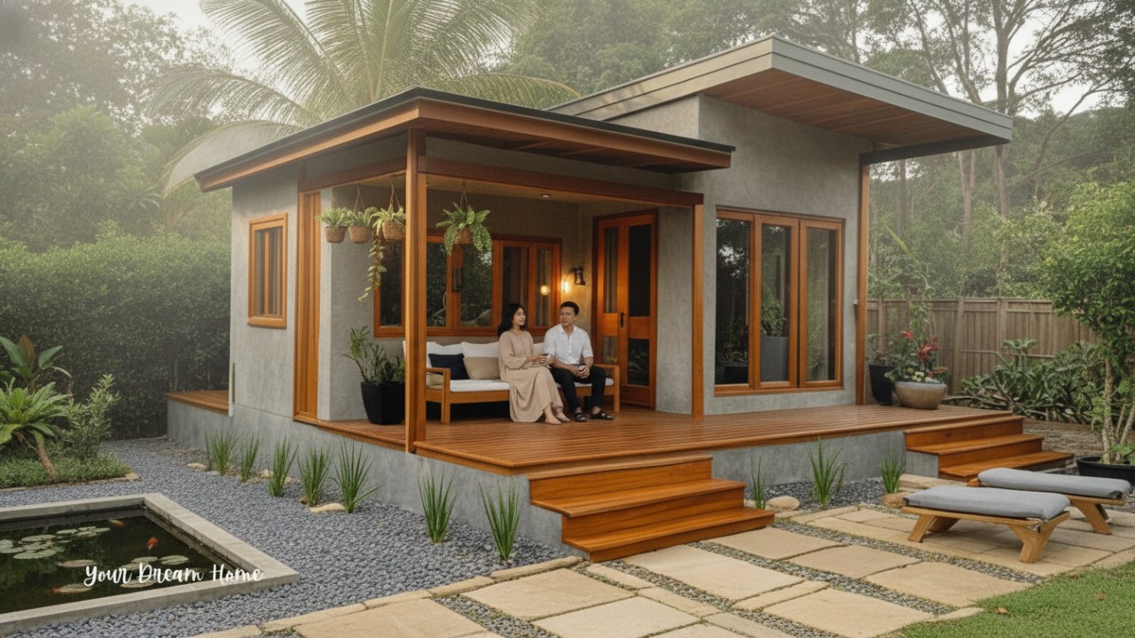 Rumah minimalis dengan cahaya alami dan alam yang tenang