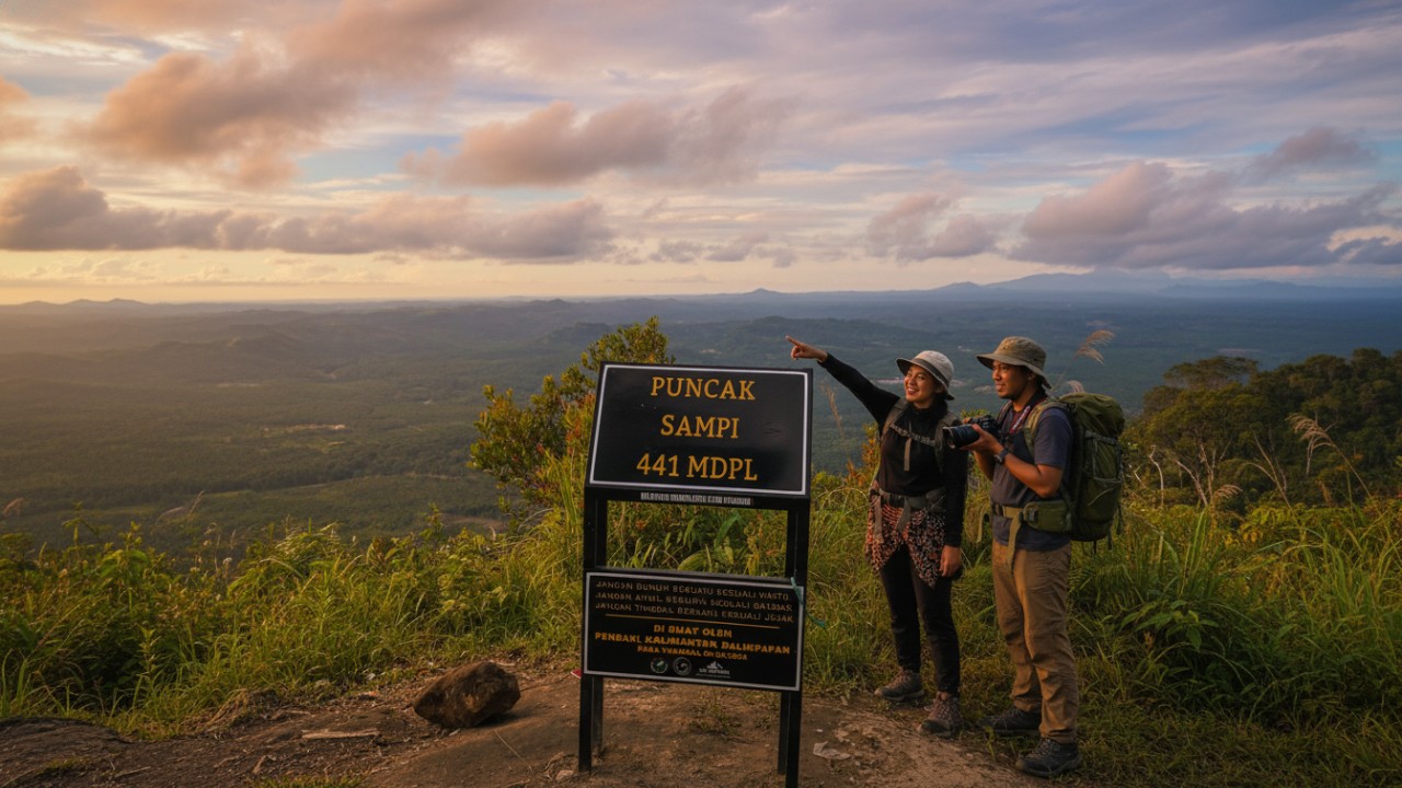 Panorama Bukit Sampi Paser dengan hamparan hijau dan cahaya sunrise yang lembut &mdash; visual alami yang langsung memikat mata.