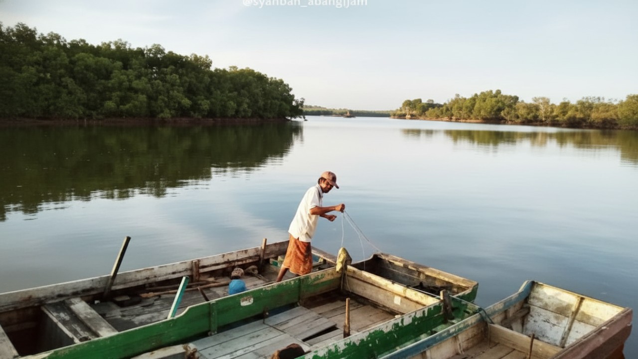 Pemandangan Sungai Sesumpu dan Jembatan Sesumpu &mdash; visual konektivitas warga dan potensi wisata pemancingan.