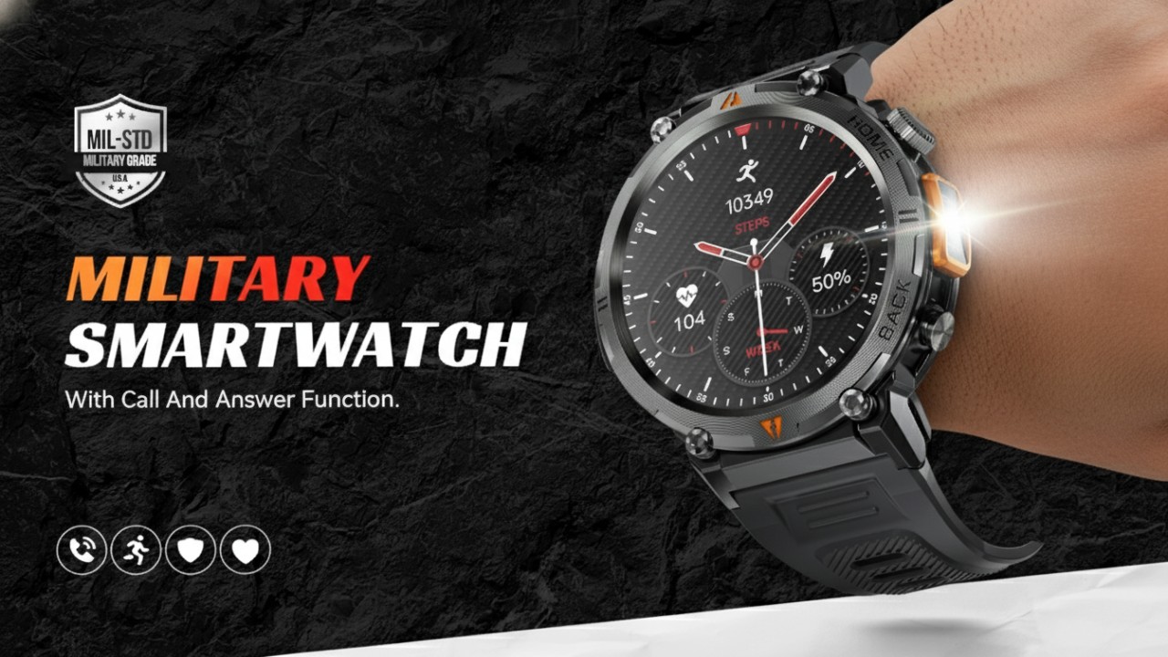 Smartwatch militaristik 2025 dengan GPS &ndash; visual perangkat tangguh yang siap menemani aktivitas outdoor.