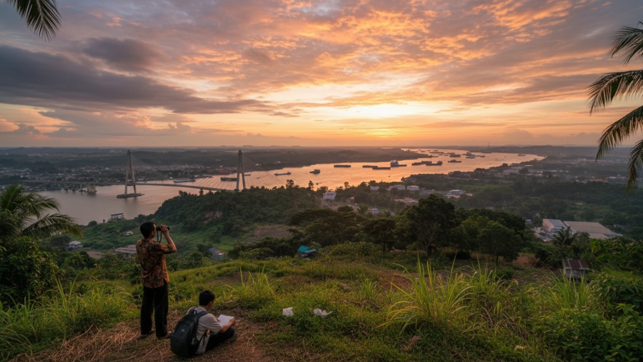 &ldquo;Tebing Lonceng Samarinda &mdash; siluet tebing batu dan cahaya senja yang memikat perhatian.&rdquo;