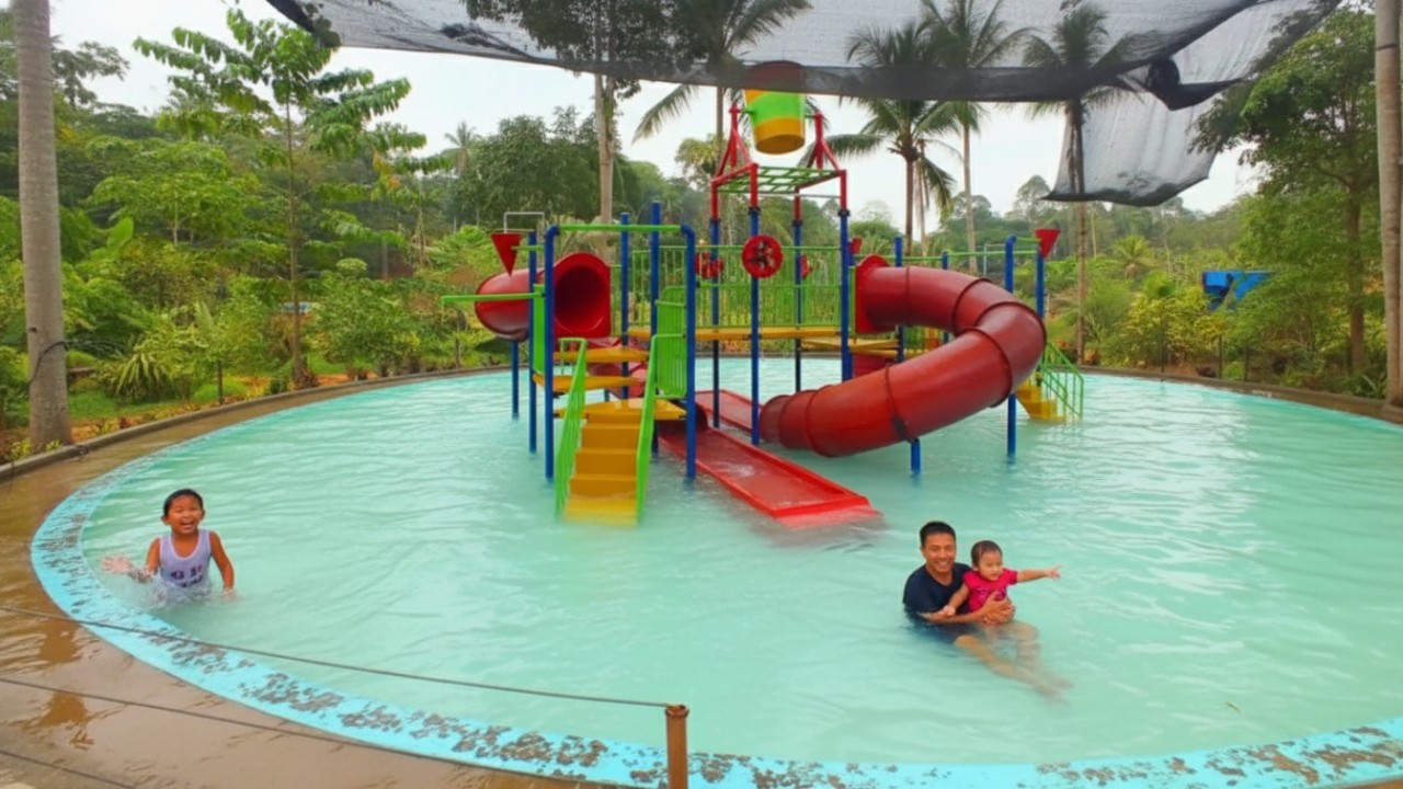 &ldquo;Kolam arus Jungle Water World Samarinda &mdash; wahana air bernuansa hutan yang menghadirkan pengalaman segar dan fotogenik.&rdquo;