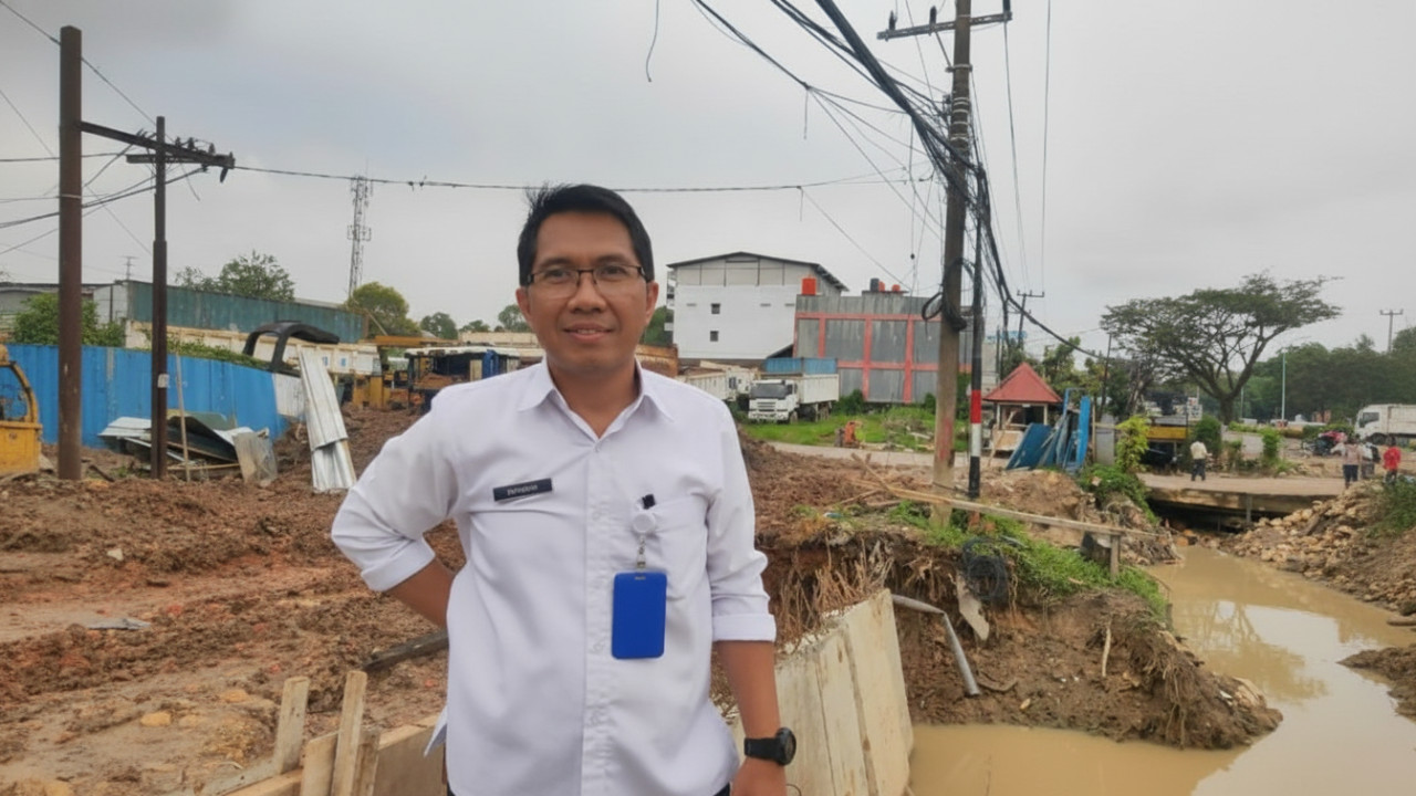 Kawasan kumuh Balikpapan pesisir dengan aktivitas warga, visual kontras program penataan kota.