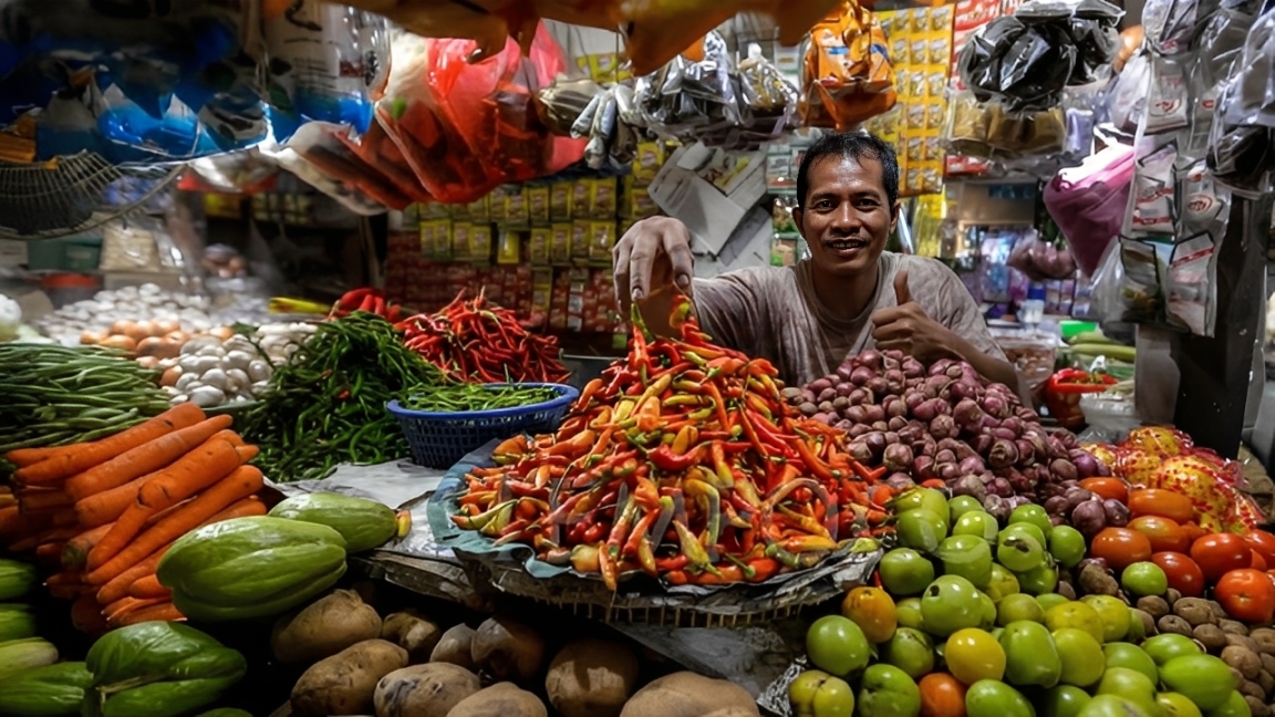 Pedagang di pasar tradisional Kota Balikpapan.