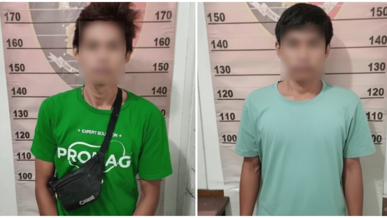 Dua pria yang diamankan petugas Polsek Balikpapan Selatan terkait dugaan peredaran narkoba.