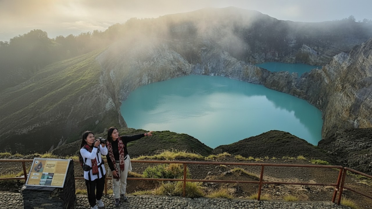 Danau Kelimutu di Pulau Flores, Kabupaten Ende, Nusa Tenggara Timur (NTT).