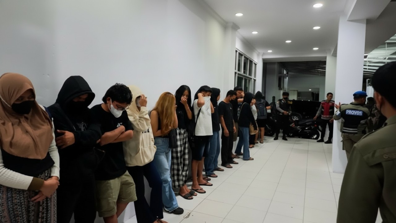 Warga yang terjaring razia Satpol PP Samarinda di sebuah guest house, Rabu (10 Desember 2025).