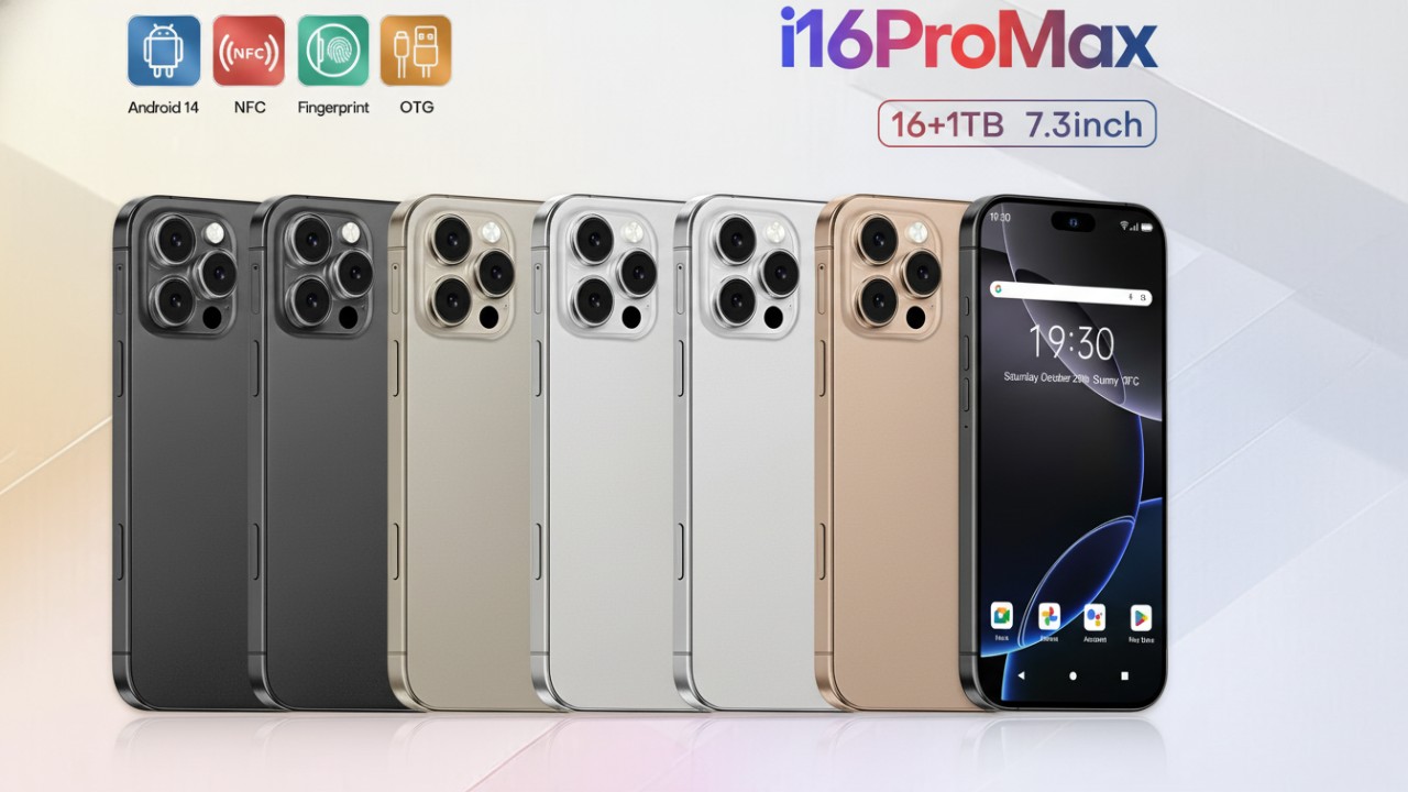 i16 Pro Max 2025 tampak elegan dengan layar besar dan desain premium &mdash; visual yang memikat untuk pengguna muda.