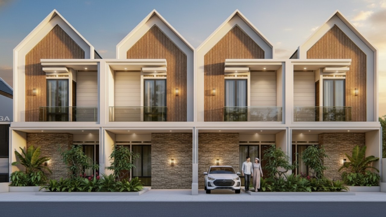 Desain rumah minimalis modular compact yang memaksimalkan ruang vertikal untuk hunian nyaman di lahan sempit.