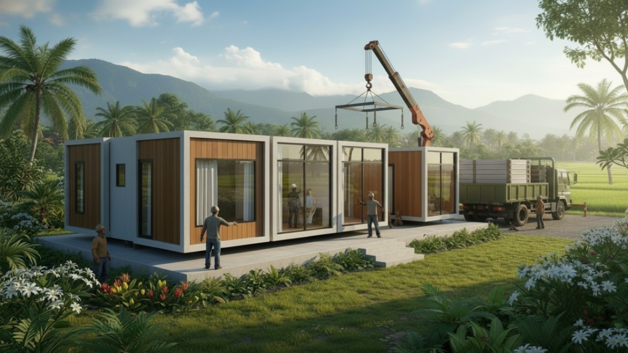 Tampilan rumah minimalis modular, modul ruang fleksibel yang siap beradaptasi mengikuti perubahan hidup.