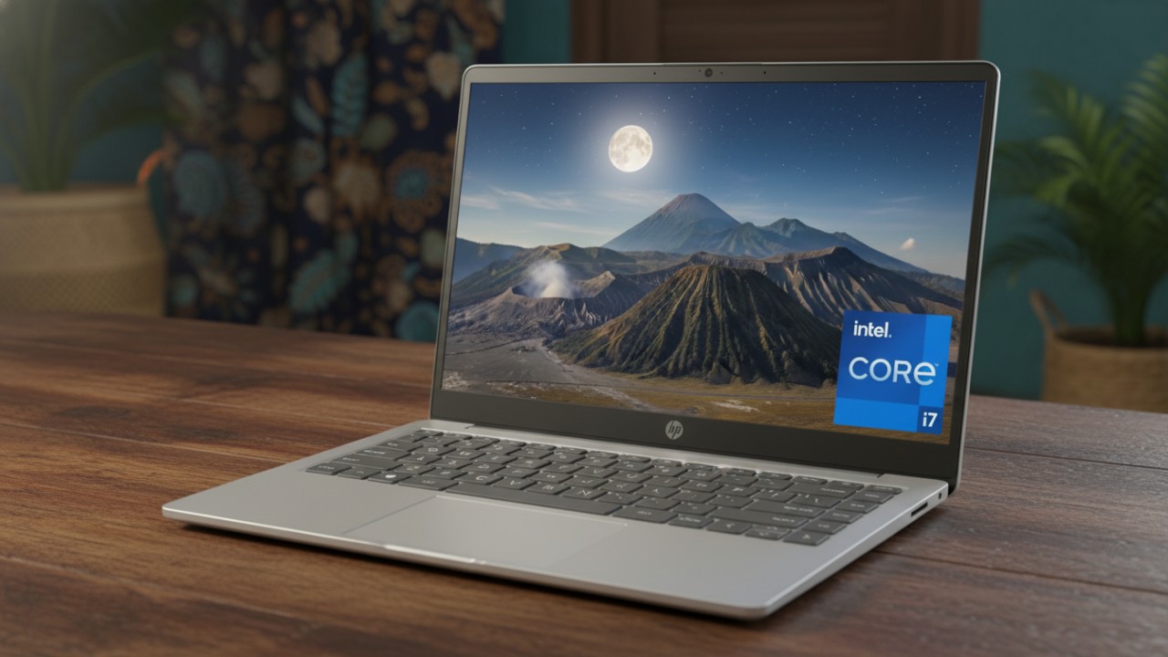 HP 14-ep0013ni, laptop 14 inci dengan Intel Core i7 yang mendukung kerja produktif dan multitasking harian.