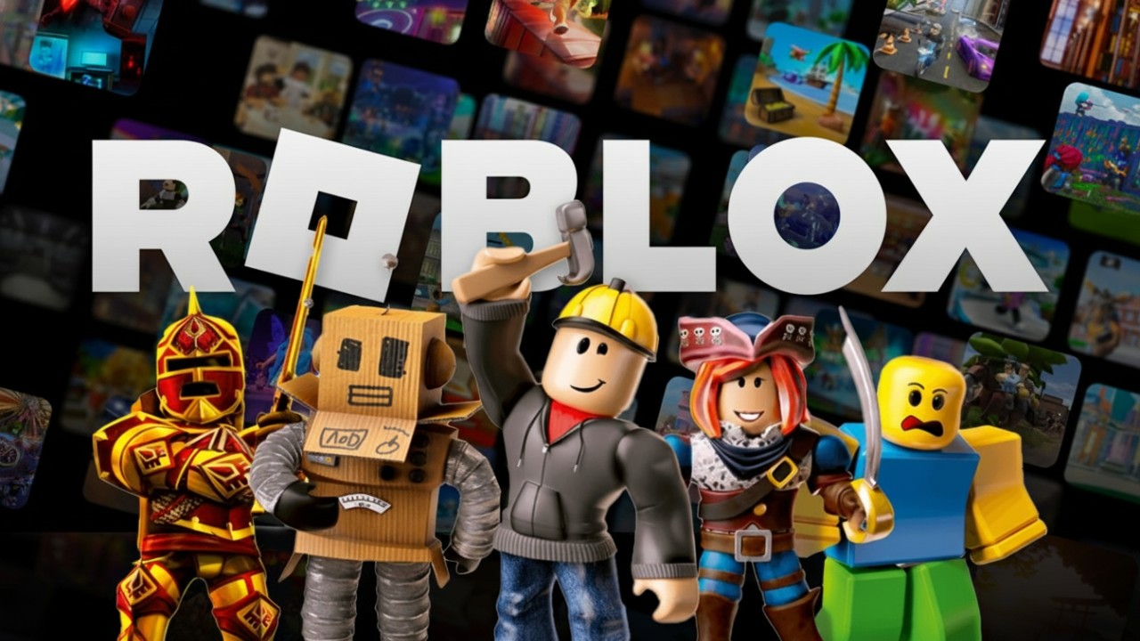 Ilustrasi dunia Roblox dengan karakter digital dan ruang virtual yang menunjukkan interaksi sosial dan kreativitas tanpa batas.